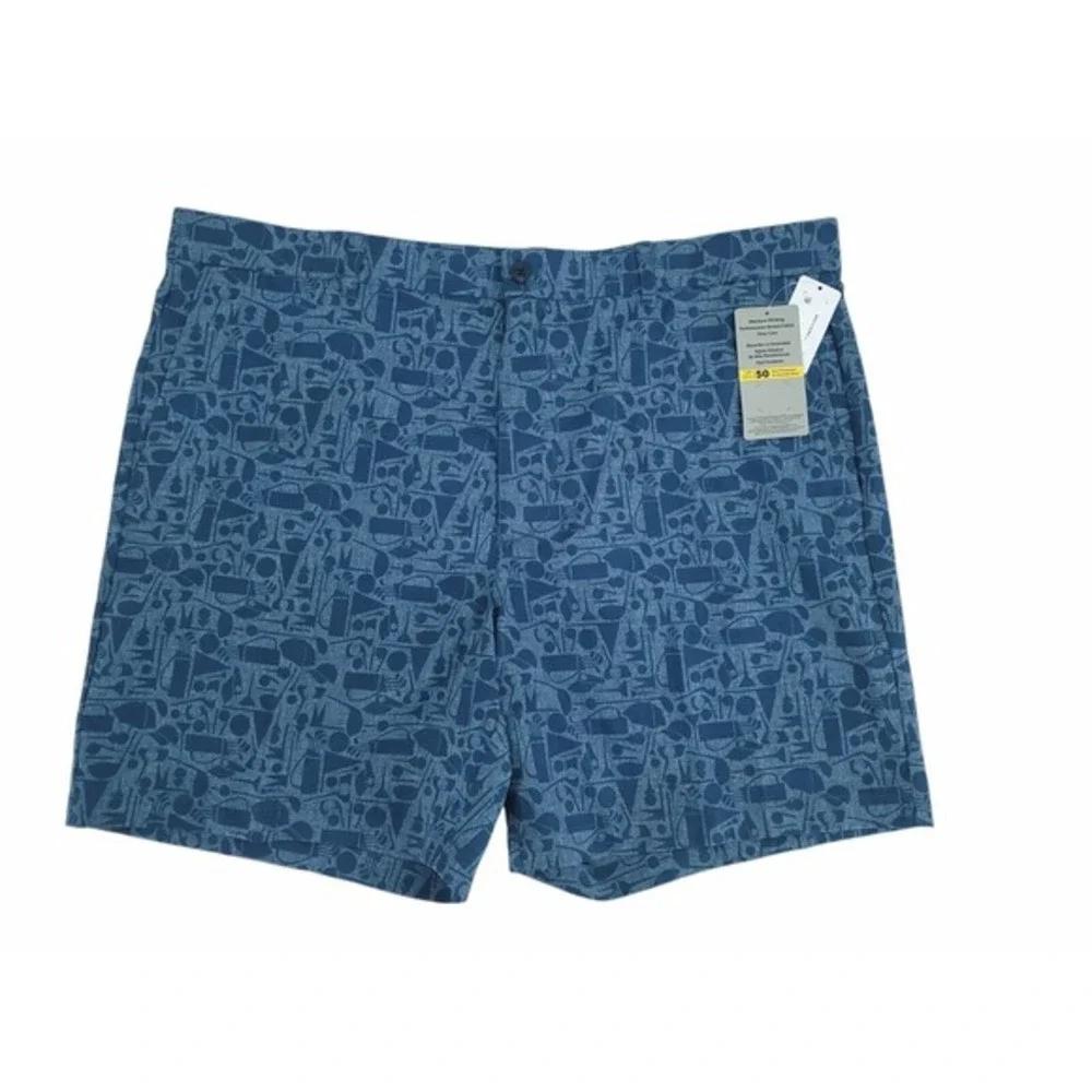 PGA Tour Mens 40 Golf Shorts Performance Stretch Blue‎ Printed 7